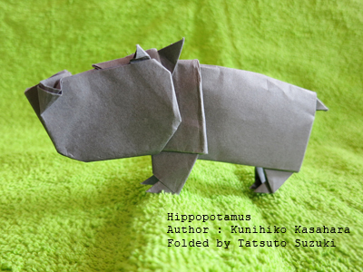 Photo Origami Hippopotamus, Author : Fumiaki Kawahata, Folded by Tatsuto Suzuki
